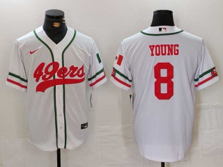 Men's NFL San Francisco 49ers #8 Steve Young White Mexico Cool Base Stitched Nike Baseball Jersey