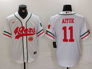 Men's NFL San Francisco 49ers #11 Brandon Aiyuk White Logo Mexico Cool Base Stitched Nike Baseball Jersey