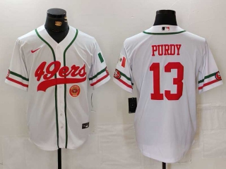 Men's NFL San Francisco 49ers #13 Brock Purdy White Logo Mexico Cool Base Stitched Nike Baseball Jersey