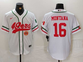 Men's NFL San Francisco 49ers #16 Joe Montana White Logo Mexico Cool Base Stitched Nike Baseball Jersey