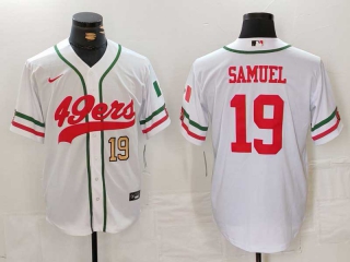 Men's NFL San Francisco 49ers #19 Deebo Samuel White Gold Number Mexico Cool Base Stitched Nike Baseball Jersey