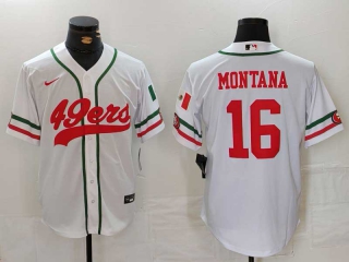 Men's NFL San Francisco 49ers #16 Joe Montana White Mexico Cool Base Stitched Nike Baseball Jersey