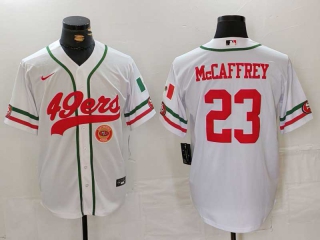 Men's NFL San Francisco 49ers #23 Christian McCaffrey White Logo Mexico Cool Base Stitched Nike Baseball Jersey