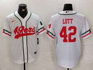 Men's NFL San Francisco 49ers #42 Ronnie Lott White Mexico Cool Base Stitched Nike Baseball Jersey