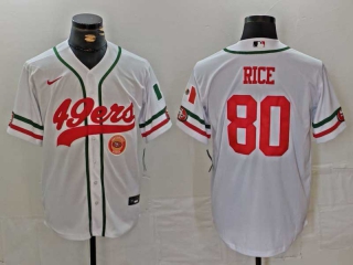 Men's NFL San Francisco 49ers #80 Jerry Rice White Logo Mexico Cool Base Stitched Nike Baseball Jersey