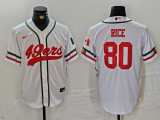 Men's NFL San Francisco 49ers #80 Jerry Rice White Mexico Cool Base Stitched Nike Baseball Jersey