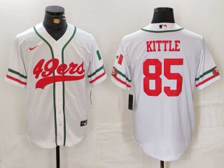 Men's NFL San Francisco 49ers #85 George Kittle White Mexico Cool Base Stitched Nike Baseball Jersey