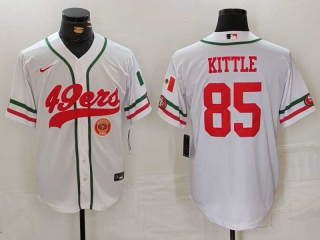 Men's NFL San Francisco 49ers #85 George Kittle White Logo Mexico Cool Base Stitched Nike Baseball Jersey