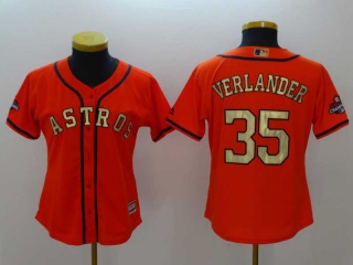 Women's MLB Houston Astros #35 Justin Verlander Dark Orange 2022 World Series Champions Cool Base Baseball Jersey