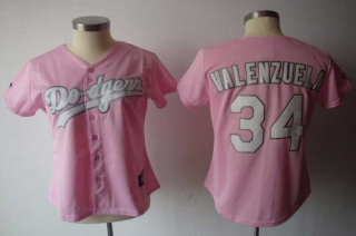 Women's MLB Los Angeles Dodgers #34 Fernando Valenzuela Pink Cool Base Baseball Jersey