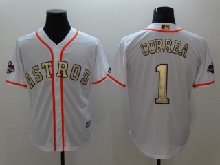 Men's MLB Houston Astros #1 Carlos Correa White 2022 World Series Champions Cool Base Nike Baseball Jersey