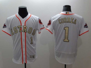 Men's MLB Houston Astros #1 Carlos Correa White 2022 World Series Champions Flex Base Nike Baseball Jersey