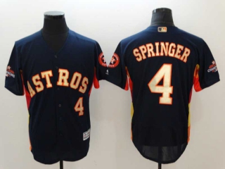 Men's MLB Houston Astros #4 George Springer Navy Gold Number 2022 World Series Champions Cool Base Nike Baseball Jersey