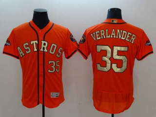 Men's MLB Houston Astros #35 Justin Verlander Orange 2022 World Series Champions Flex Base Nike Baseball Jersey