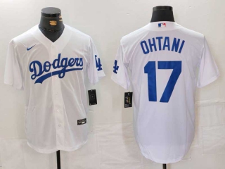 Men's MLB Los Angeles Dodgers #17 Shohei Ohtani White Cool Base Stitched Baseball Jersey