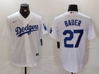 Men's MLB Los Angeles Dodgers #27 Trevor Bauer White Cool Base Stitched Baseball Jersey