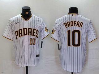 Men's MLB San Diego Padres #10 Jurickson Profar White Gold Number 2024 Home Limited Baseball Stitched Jersey