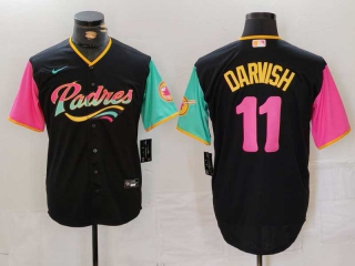 Men's MLB San Diego Padres #11 Yu Darvish Black 2023 City Connect Cool Base Stitched Baseball Jersey