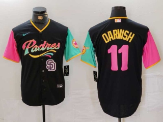 Men's MLB San Diego Padres #11 Yu Darvish Black Logo 2023 City Connect Cool Base Stitched Baseball Jersey