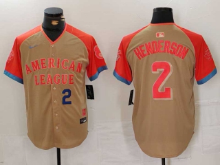 Men's American League #2 Gunnar Henderson Nike Cream Blue Number 2024 MLB All-Star Game Limited Stitched Jersey