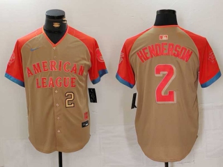 Men's American League #2 Gunnar Henderson Nike Cream Gold Number 2024 MLB All-Star Game Limited Stitched Jersey