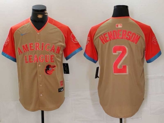 Men's American League #2 Gunnar Henderson Nike Cream Logo 2024 MLB All-Star Game Limited Stitched Jersey