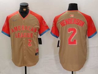 Men's American League #2 Gunnar Henderson Nike Cream Red Number 2024 MLB All-Star Game Limited Stitched Jersey