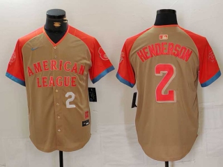 Men's American League #2 Gunnar Henderson Nike Cream White Number 2024 MLB All-Star Game Limited Stitched Jersey