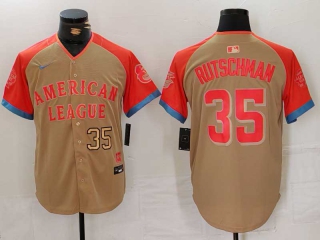 Men's American League #35 Adley Rutschman Nike Cream Gold Number 2024 MLB All-Star Game Limited Stitched Jersey