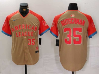 Men's American League #35 Adley Rutschman Nike Cream Red Number 2024 MLB All-Star Game Limited Stitched Jersey