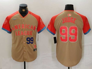 Men's American League #99 Aaron Judge Nike Cream Blue Number 2024 MLB All-Star Game Limited Stitched Jersey