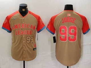 Men's American League #99 Aaron Judge Nike Cream Gold Number 2024 MLB All-Star Game Limited Stitched Jersey