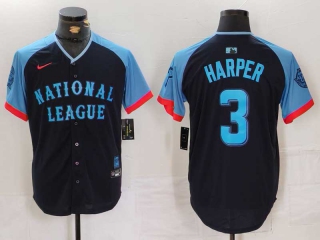 Men's National League #3 Bryce Harper Nike Navy 2024 MLB All-Star Game Limited Stitched Jersey