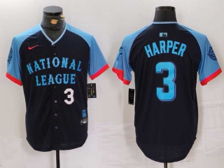 Men's National League #3 Bryce Harper Nike Navy White Number 2024 MLB All-Star Game Limited Stitched Jersey