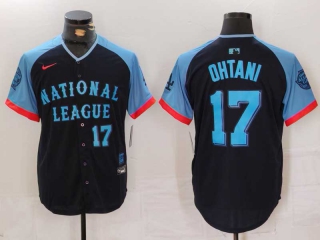 Men's National League #17 Shohei Ohtani Nike Navy Blue Number 2024 MLB All-Star Game Limited Stitched Jersey