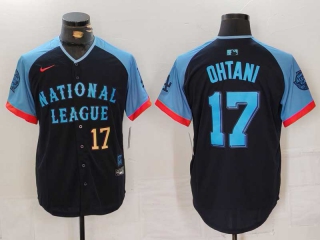 Men's National League #17 Shohei Ohtani Nike Navy Gold Number 2024 MLB All-Star Game Limited Stitched Jersey