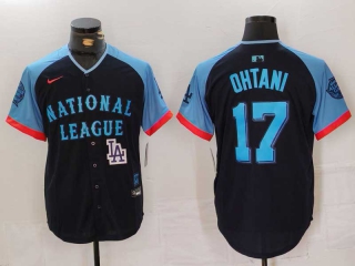 Men's National League #17 Shohei Ohtani Nike Navy Logo 2024 MLB All-Star Game Limited Stitched Jersey