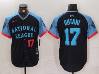 Men's National League #17 Shohei Ohtani Nike Navy Red Number 2024 MLB All-Star Game Limited Stitched Jersey