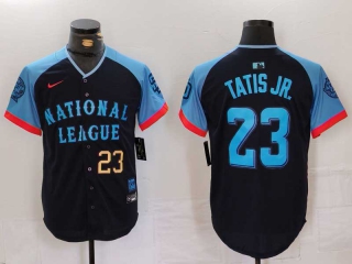 Men's National League #23 Fernando Tatís Jr. Nike Navy Gold Number 2024 MLB All-Star Game Limited Stitched Jersey