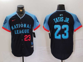 Men's National League #23 Fernando Tatís Jr. Nike Navy Red Number 2024 MLB All-Star Game Limited Stitched Jersey