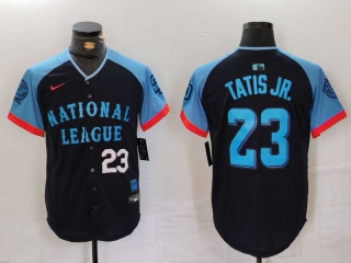 Men's National League #23 Fernando Tatís Jr. Nike Navy White Number 2024 MLB All-Star Game Limited Stitched Jersey