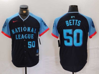 Men's National League #50 Mookie Betts Nike Navy Blue Number 2024 MLB All-Star Game Limited Stitched Jersey