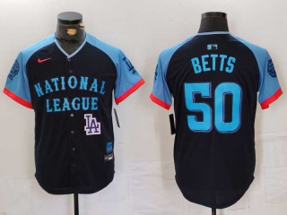 Men's National League #50 Mookie Betts Nike Navy Logo 2024 MLB All-Star Game Limited Stitched Jersey