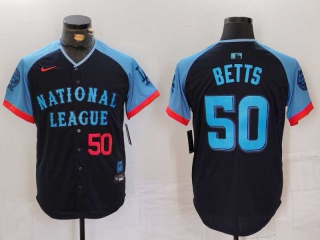 Men's National League #50 Mookie Betts Nike Navy Red Number 2024 MLB All-Star Game Limited Stitched Jersey