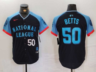 Men's National League #50 Mookie Betts Nike Navy White Number 2024 MLB All-Star Game Limited Stitched Jersey