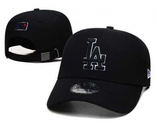 MLB Los Angeles Dodgers New Era Curved Brim 9FORTY Adjustable Hat Black On Black 2306