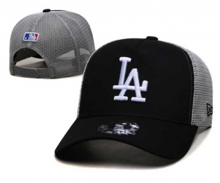 MLB Los Angeles Dodgers New Era Curved Brim Mesh Trucker 9FORTY Snapback Hat Black Gray 2319