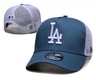 MLB Los Angeles Dodgers New Era Curved Brim Mesh Trucker 9FORTY Snapback Hat Blue White 2321