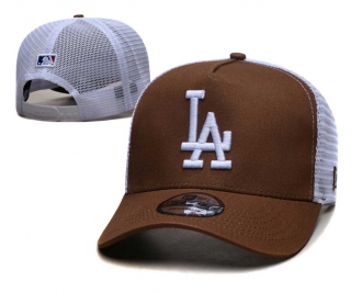 MLB Los Angeles Dodgers New Era Curved Brim Mesh Trucker 9FORTY Snapback Hat Brown White 2322