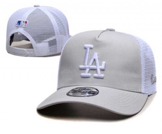 MLB Los Angeles Dodgers New Era Curved Brim Mesh Trucker 9FORTY Snapback Hat Cream White 2323